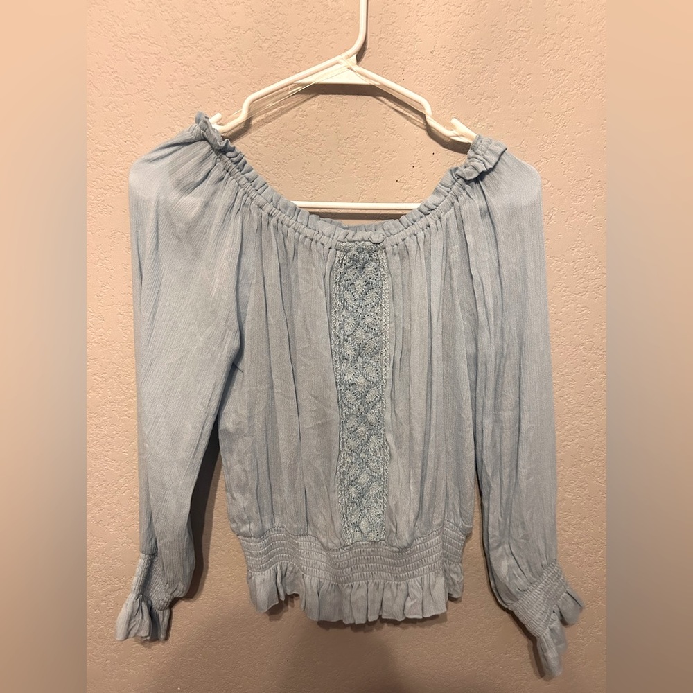 Women’s Baby Blue Off The Shoulder Shirt